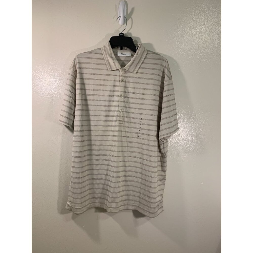 Murano Collezione Fine Pima Cotton Polo Shirt XL Beige Stripes Made In Peru $65